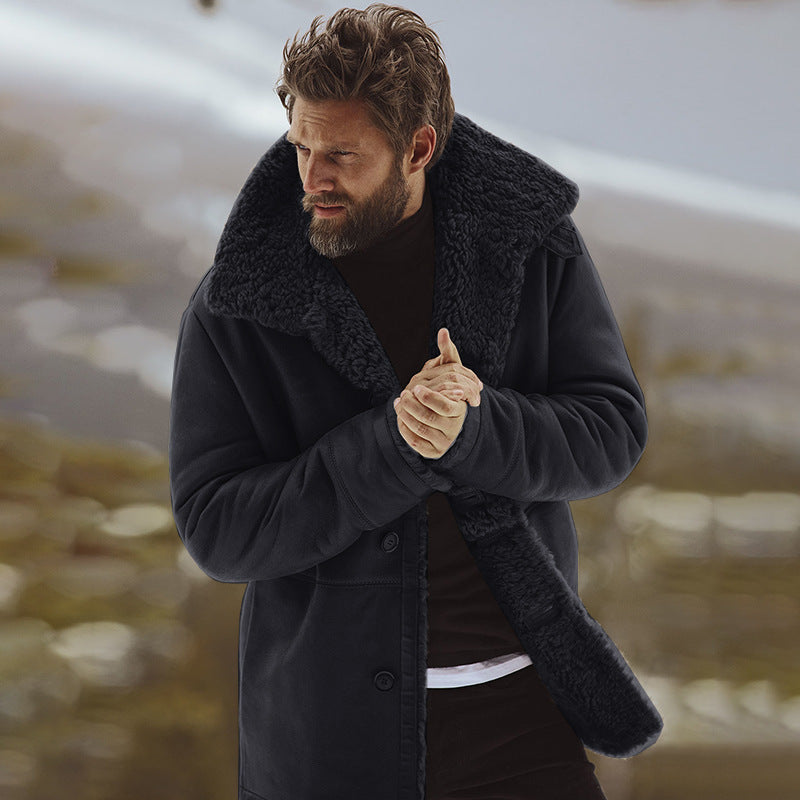 Veste homme en fourrure imitation mouton avec grand col et fermeture boutonnée Berg-Feldt