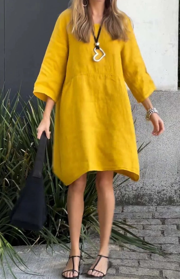 Robe décontractée en lin pour femme avec poches pratiques et ourlet asymétrique Berg-Feldt