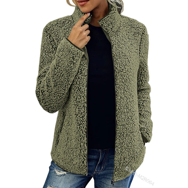 Veste polaire duveteuse à col montant et poches latérales pour femme Berg-Feldt