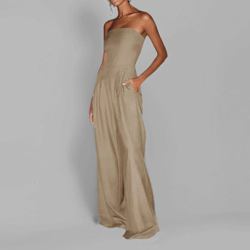 Combinaison pantalon élégante pour femme, sans bretelles, coupe fluide et poches de berg-feldt