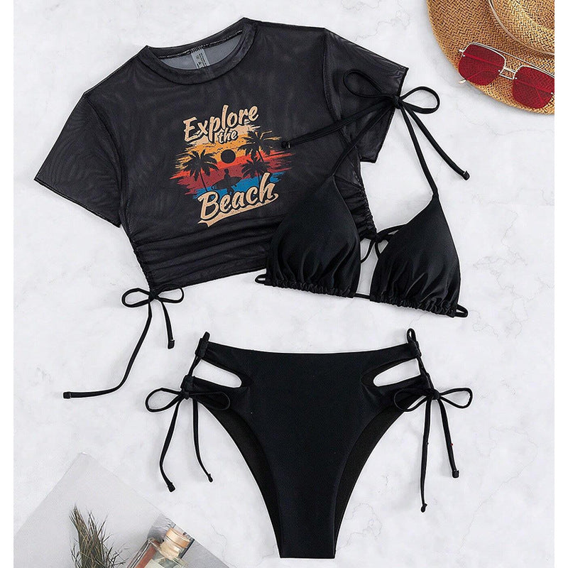 Ensemble de bikini Berg-Feldt pour femme, coupe haute, découpes, haut court