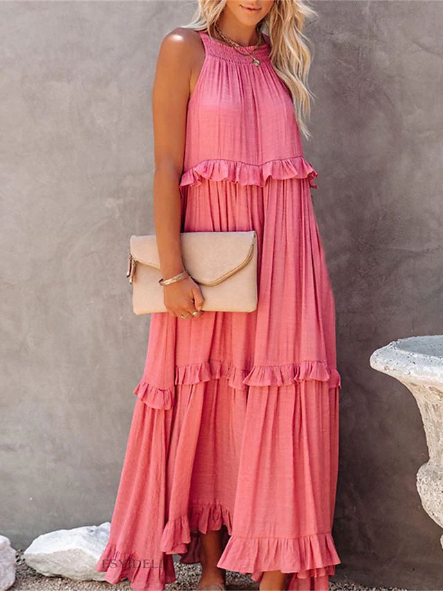 Robe longue bohème d'été à volants pour femme berg-feldt