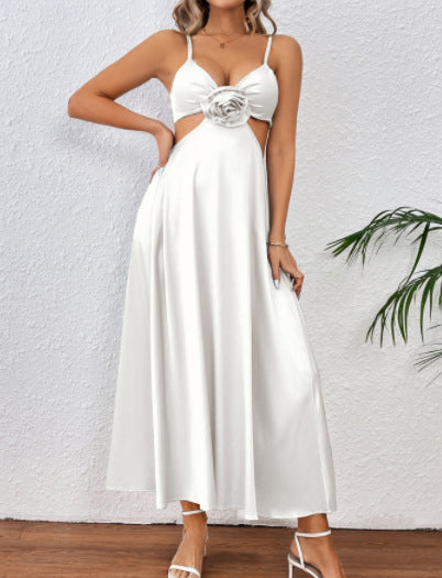 Robe longue élégante avec application florale et dentelle de berg-feldt