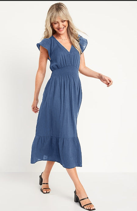 Robe longue fluide pour femme, à volants, détails plissés berg-feldt