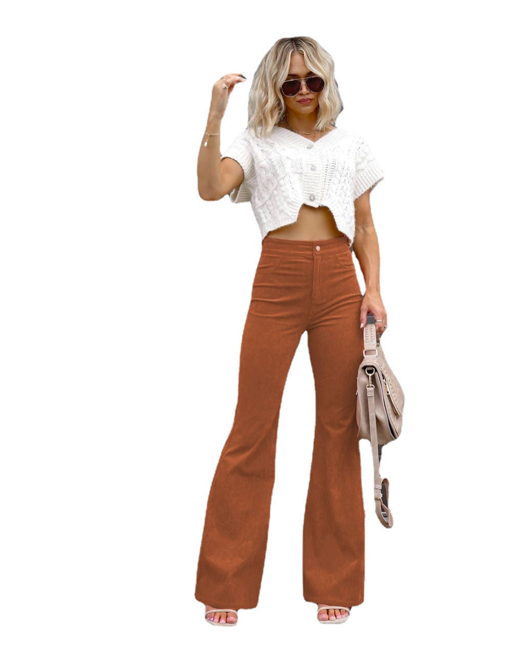 Damen Modische Hochbund-Flared-Jeans Berg-Feldt