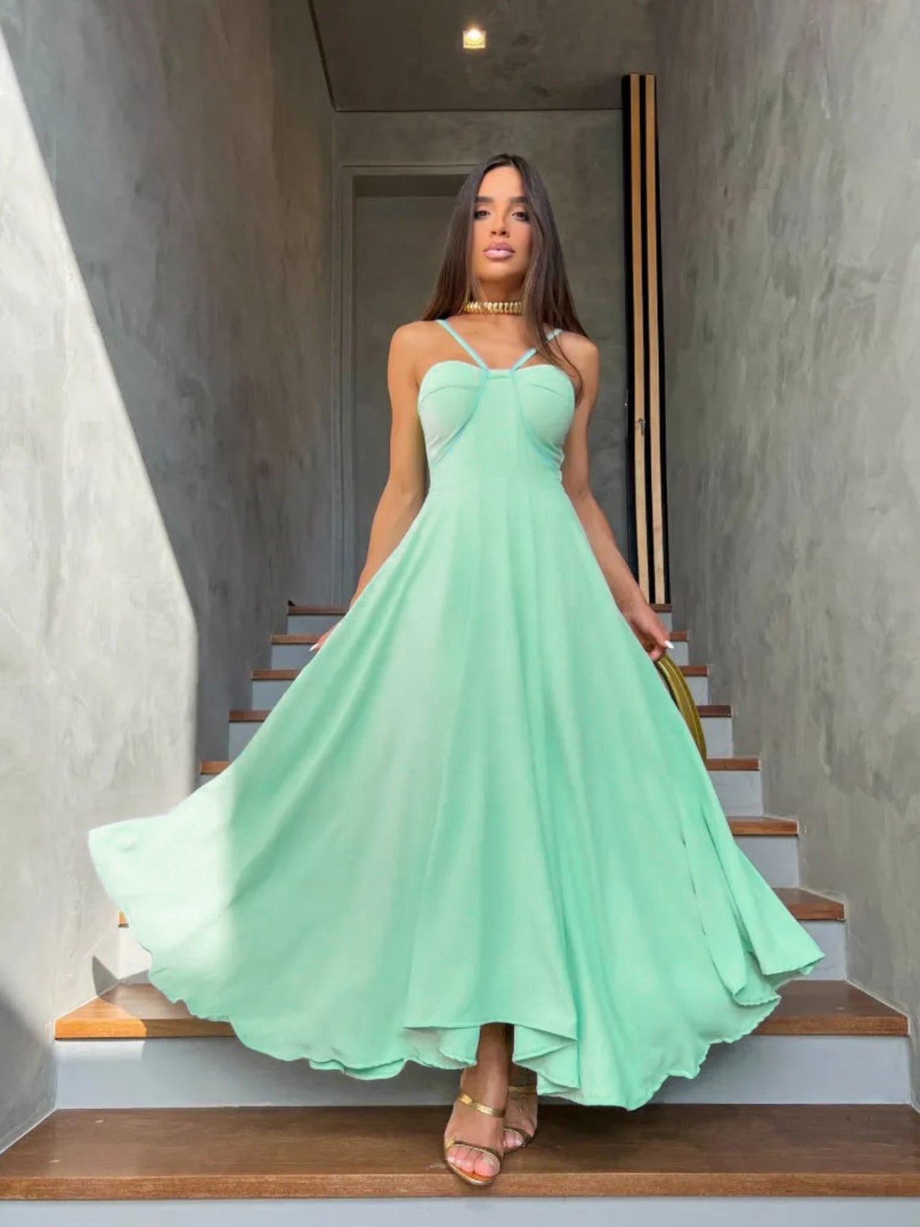 Robe longue décontractée pour femme avec décolleté plongeant de berg-feldt