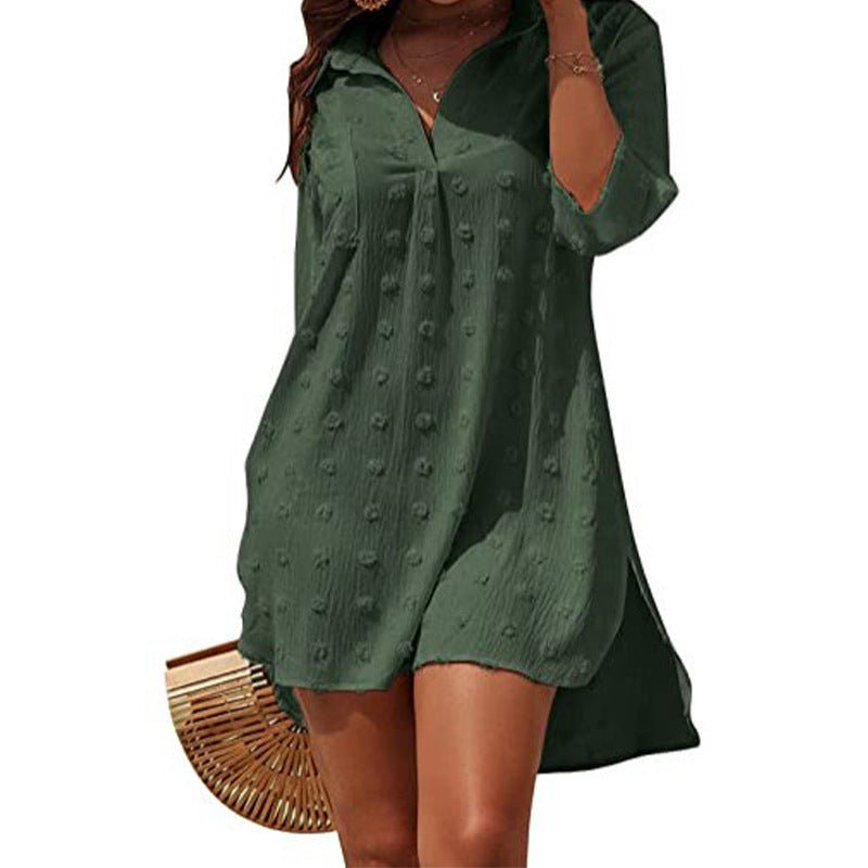 Robe chemise légère pour femme avec fente latérale et manches 3/4, de berg-feldt