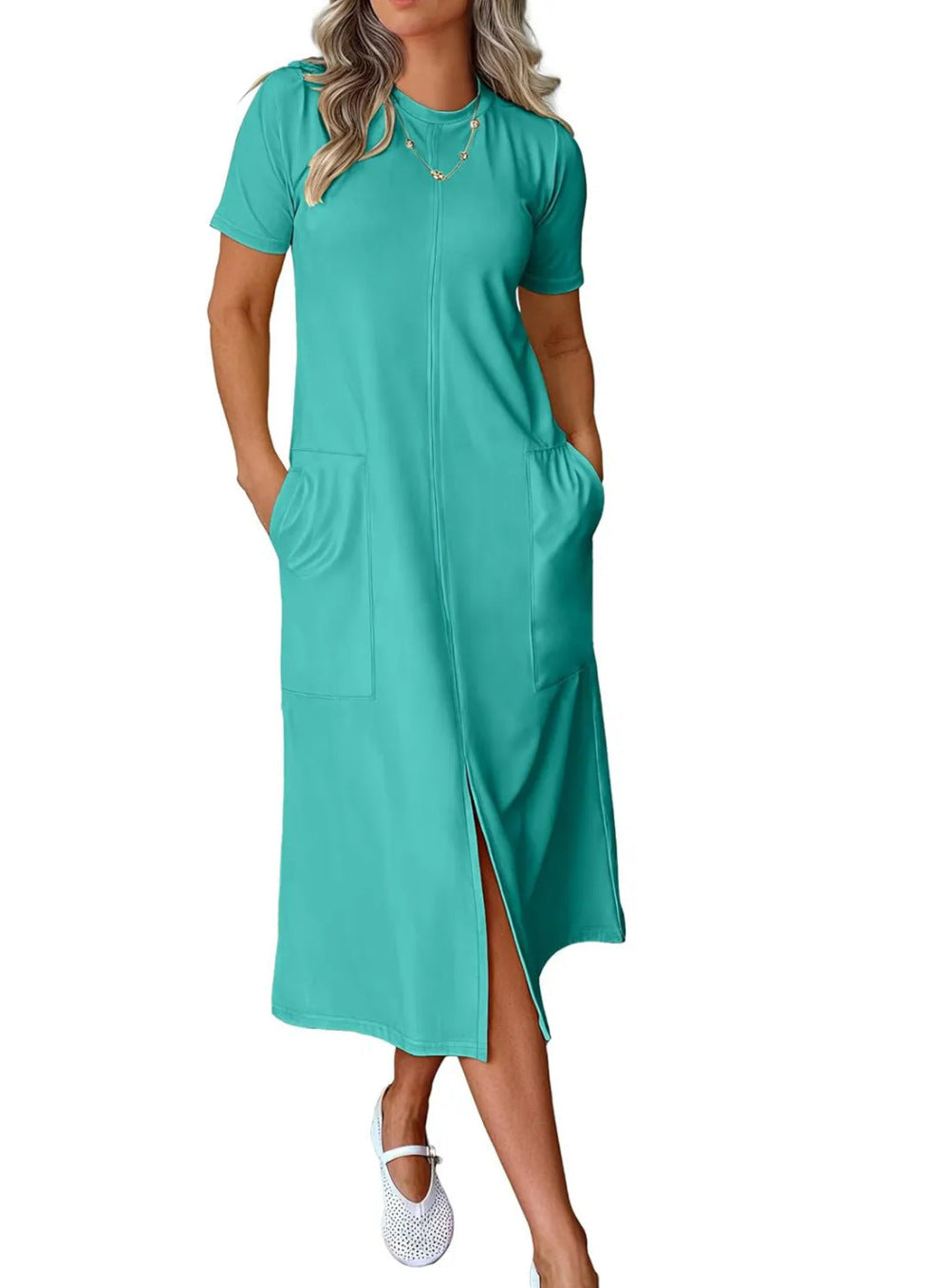 Maxikleid für Damen, lässig geschnitten, mit Taschen und Seitenschlitz von berg-feldt