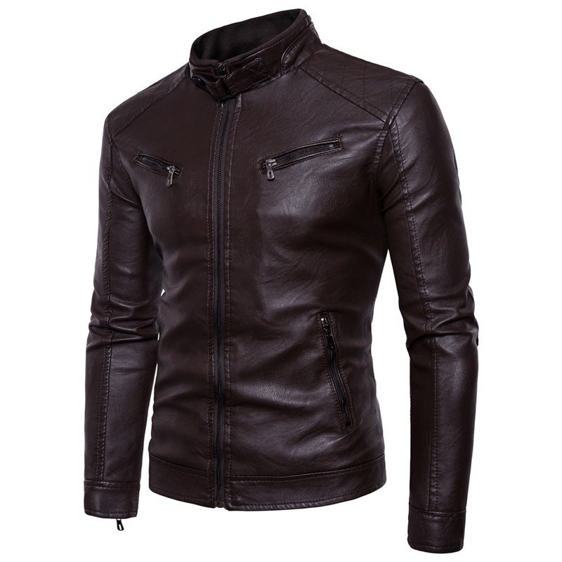 Blouson de moto élégant pour homme en simili cuir avec col montant Berg-Feldt