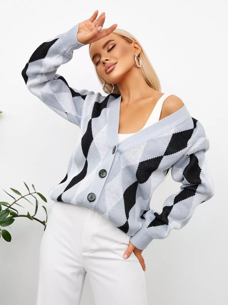 Gilet femme Berg-Feldt boutonné à motif losanges