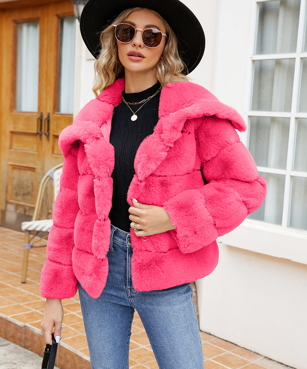 Damen Fleece-Puffjacke mit Kapuze Berg-Feldt