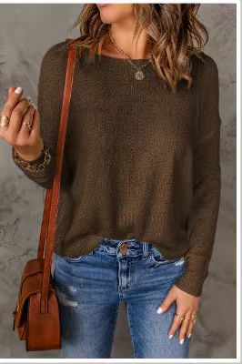Chandail en tricot épais surdimensionné pour femme avec col en V décoratif Berg-Feldt