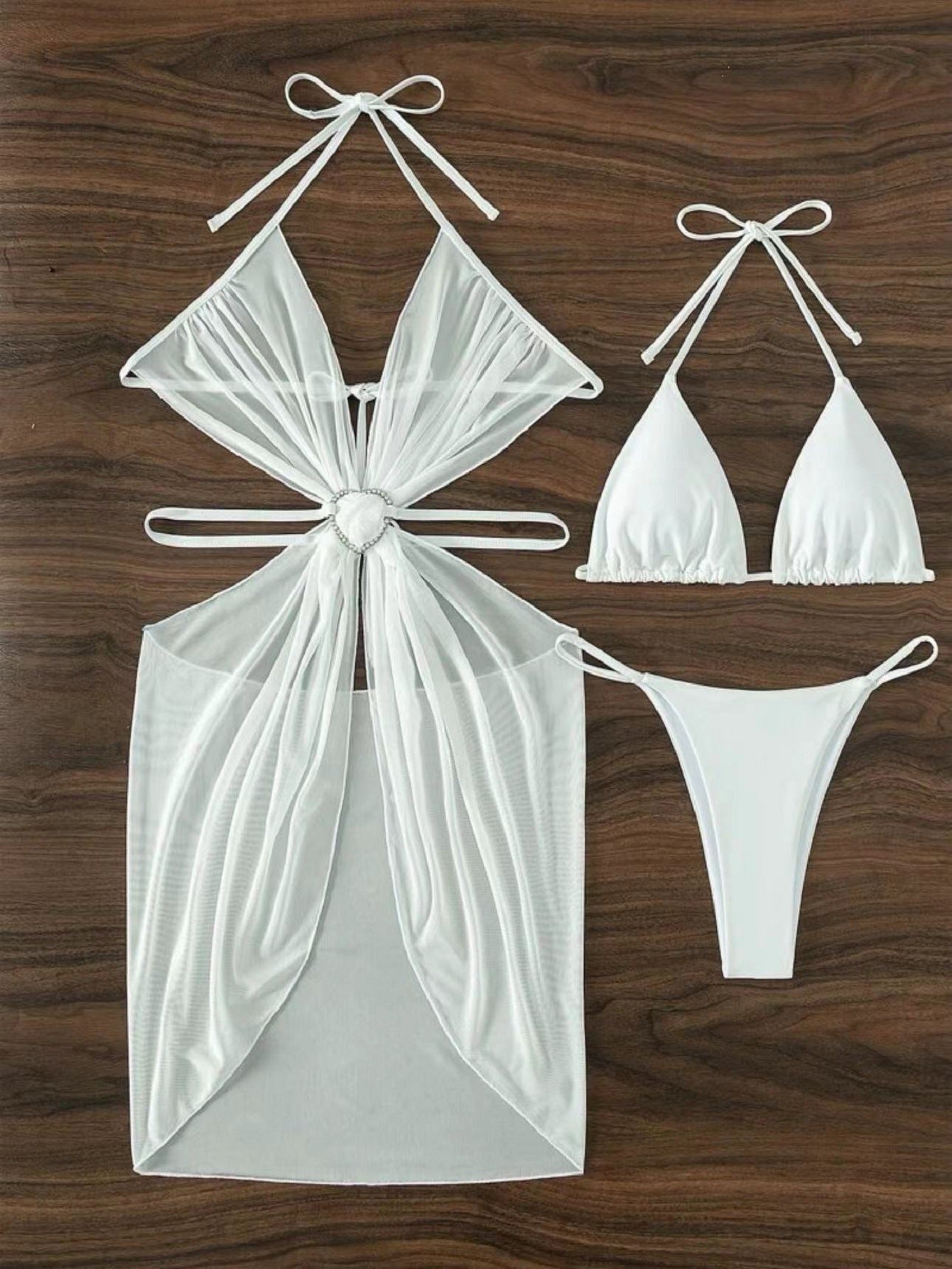 Maillot de bain Berg-Feldt pour femme avec cape en mousseline fluide et détail cœur