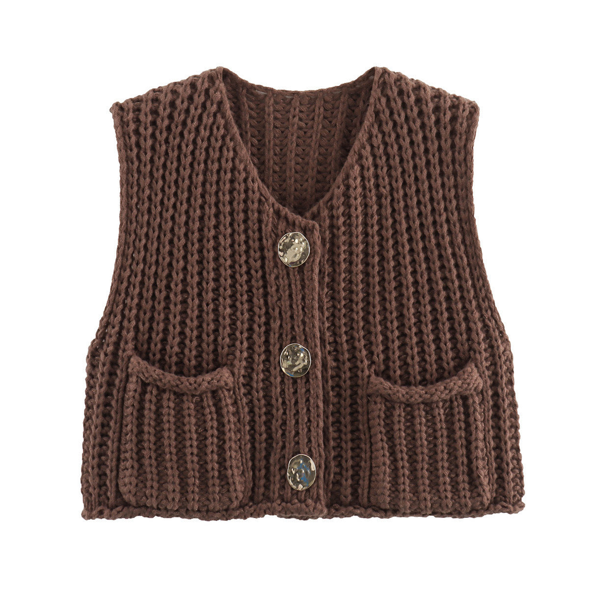 Damen modische Strickweste mit Knopfdetails und aufgesetzten Taschen Berg-Feldt