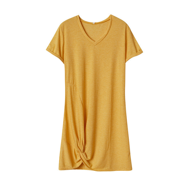 Berg-Feldt Robe Femme, décontractée, col en V, nouée devant