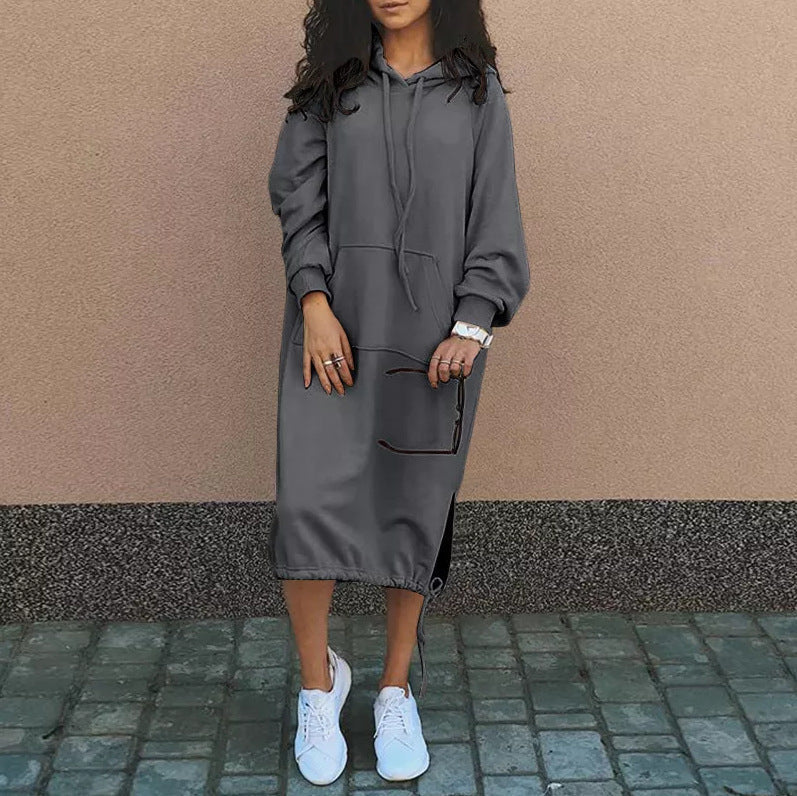 Robe à capuche décontractée pour femme avec cordon de serrage réglable à l'ourlet par berg-feldt