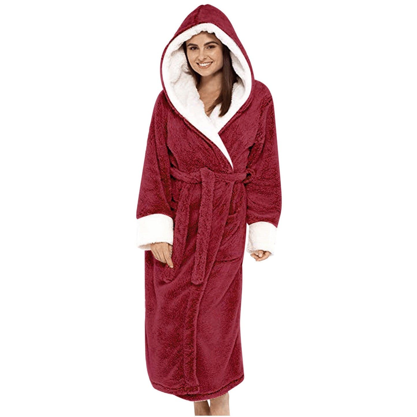 Robe de chambre douillette en polaire avec capuche et ceinture Berg-Feldt pour femme