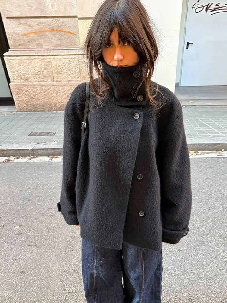 Veste en laine douillette pour femme avec col montant et détails boutonnés Berg-Feldt