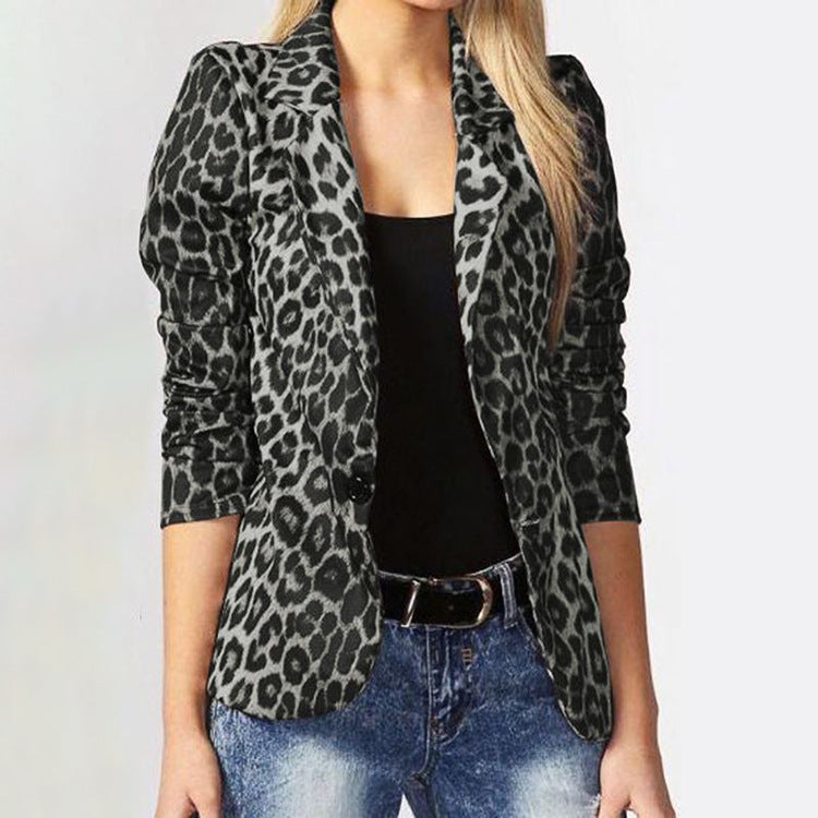 Veste blazer élégante à motif léopard avec coupe ajustée Berg-Feldt