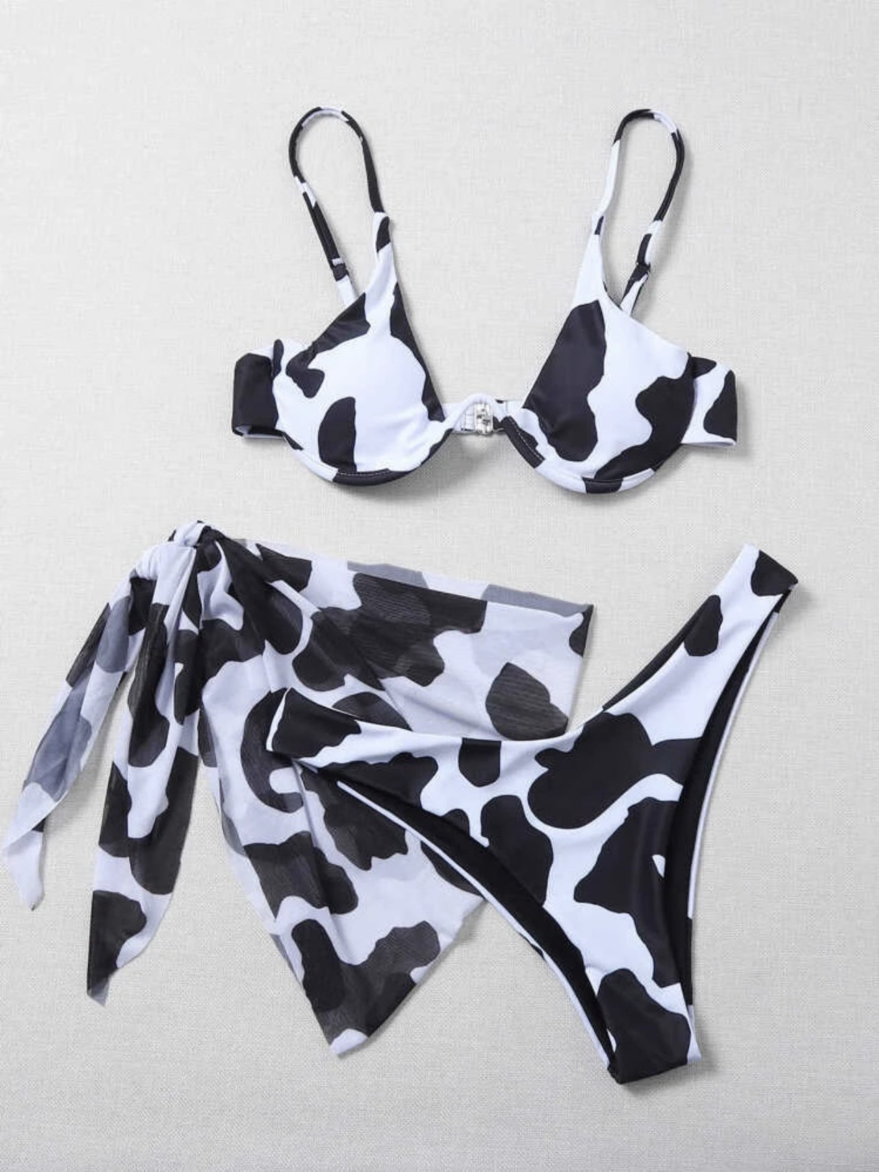 Bikini et jupe paréo pour femme, design marbré tendance, élégant - berg-feldt