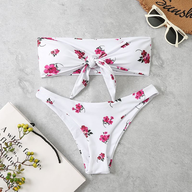 Ensemble de bikini bandeau noué à fleurs pour femme berg-feldt