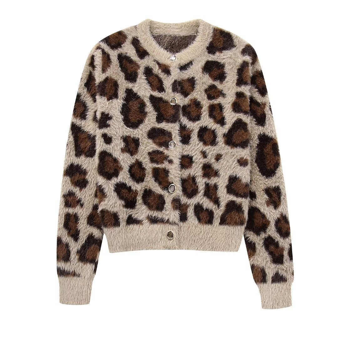 Women's Leopard Print Fluffy Cardigan berg-feldt