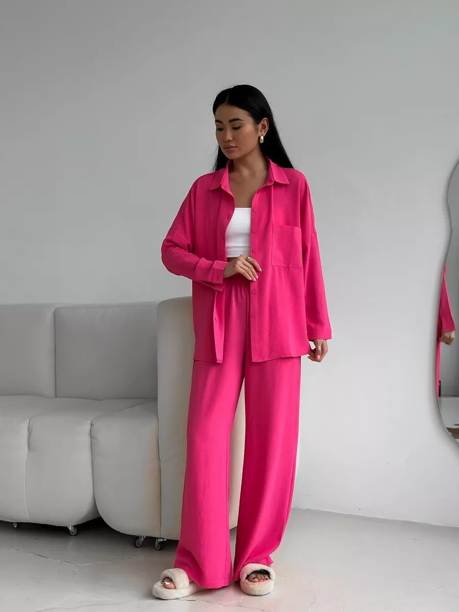 Elegantes Damen Leinen Hosenset mit bequemer Bluse und elastischem Bund von berg-feldt