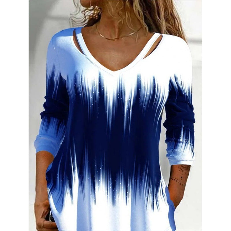 Modisches Damen-Tunika-Shirt mit V-Ausschnitt und Farbverlauf von berg-feldt