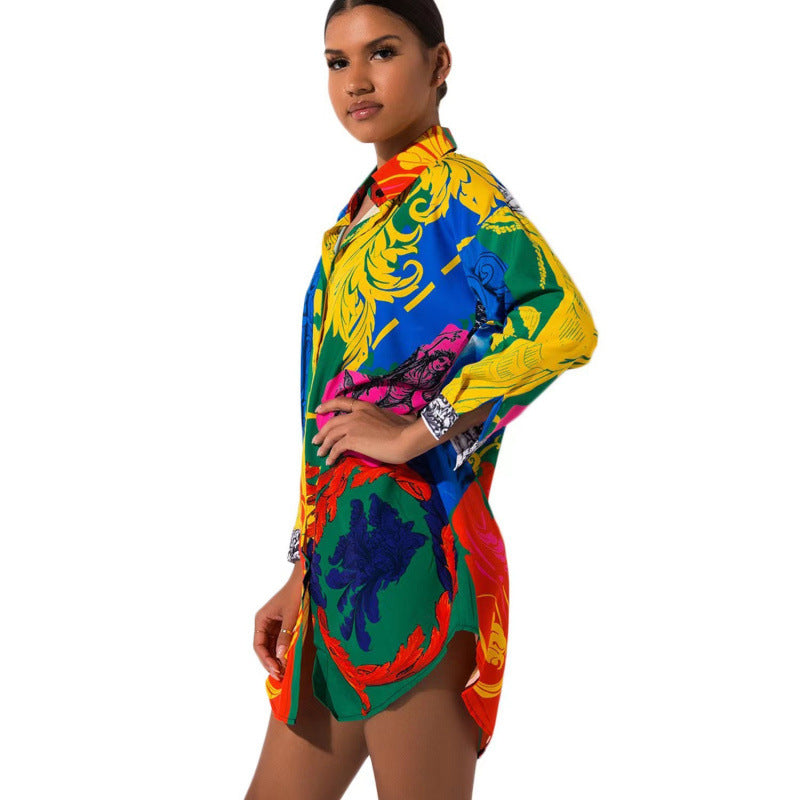 Chemise boutonnée vibrante à imprimé grande taille Berg-Feldt pour femme