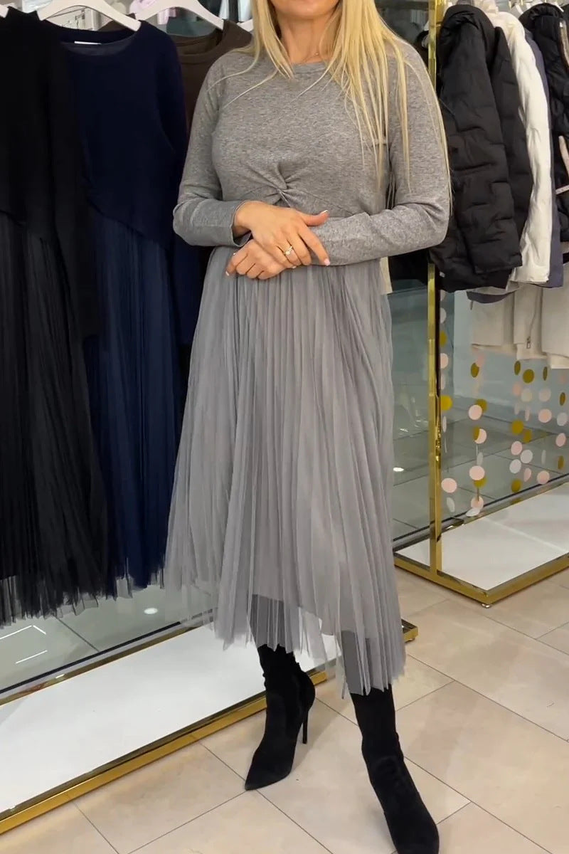 Robe midi plissée et élégante pour femme avec nœud, de berg-feldt
