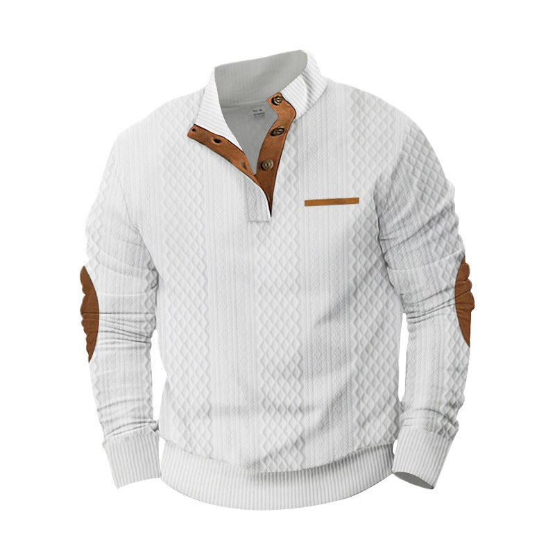 Pull-over tricoté confortable pour hommes avec motif texturé et applications élégantes Berg-Feldt
