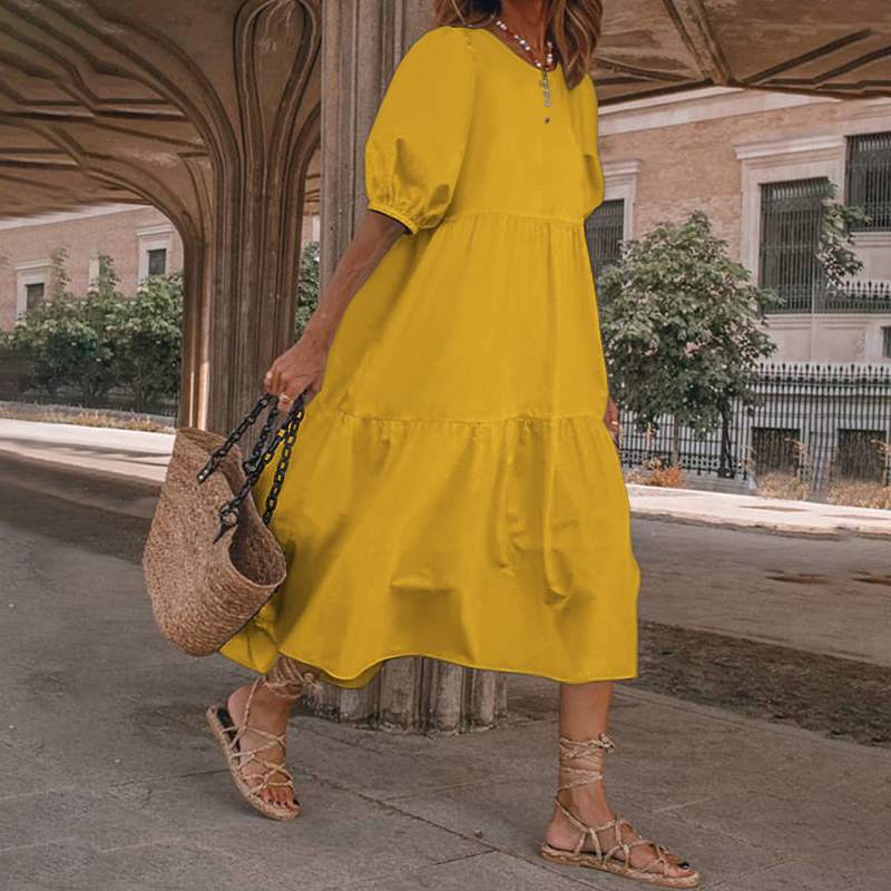 Robe longue pour femme : fluide, cintrée, à volants de berg-feldt