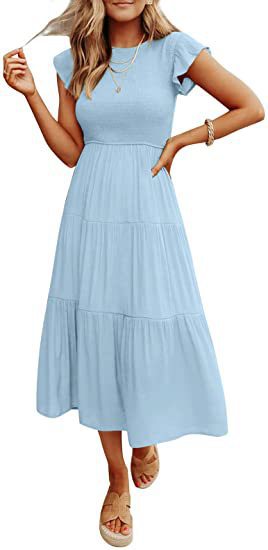 Midikleid für Damen mit elastischem Oberteil und fließendem Rock von berg-feldt