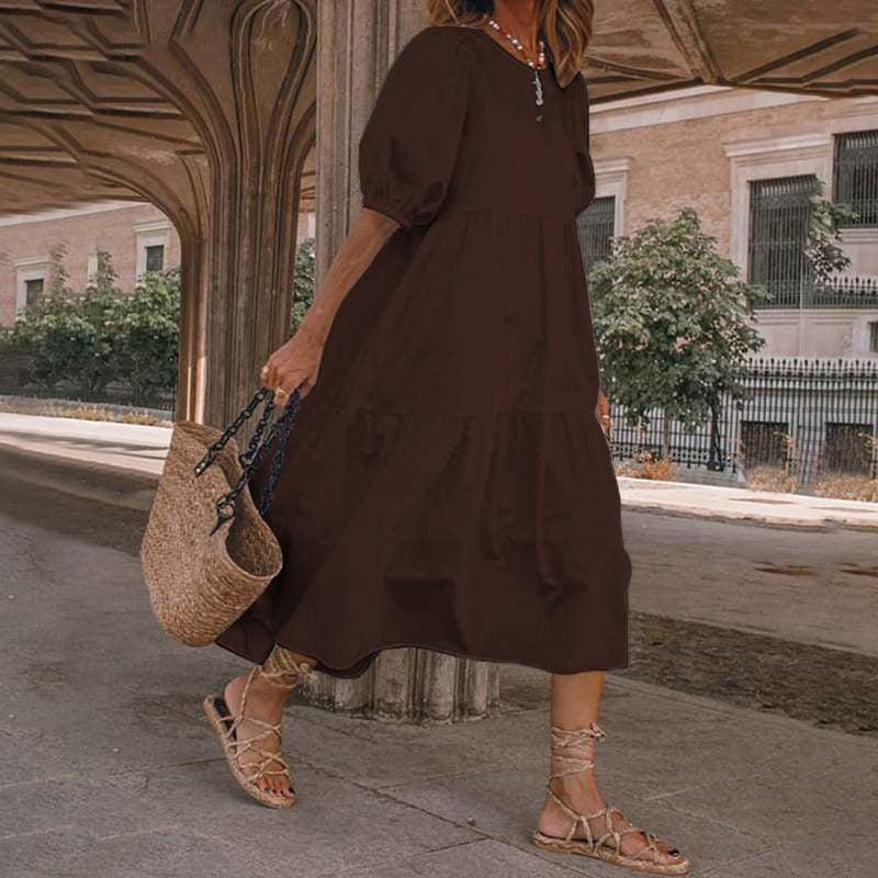 Robe longue pour femme : fluide, cintrée, à volants de berg-feldt