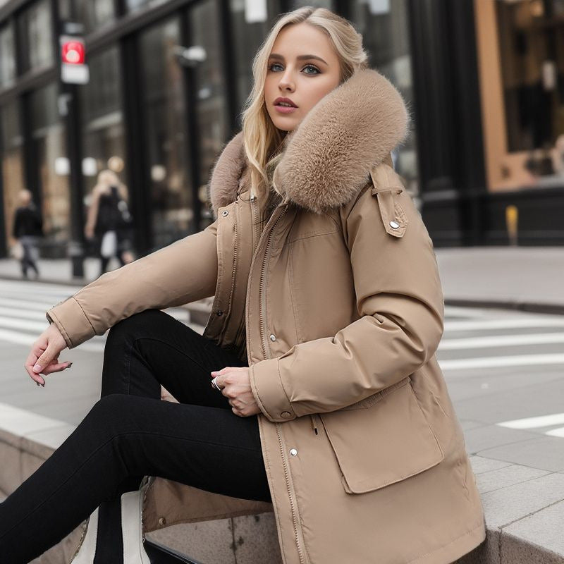 Damen warme Winterjacke mit abnehmbarem Pelzkragen Berg-Feldt
