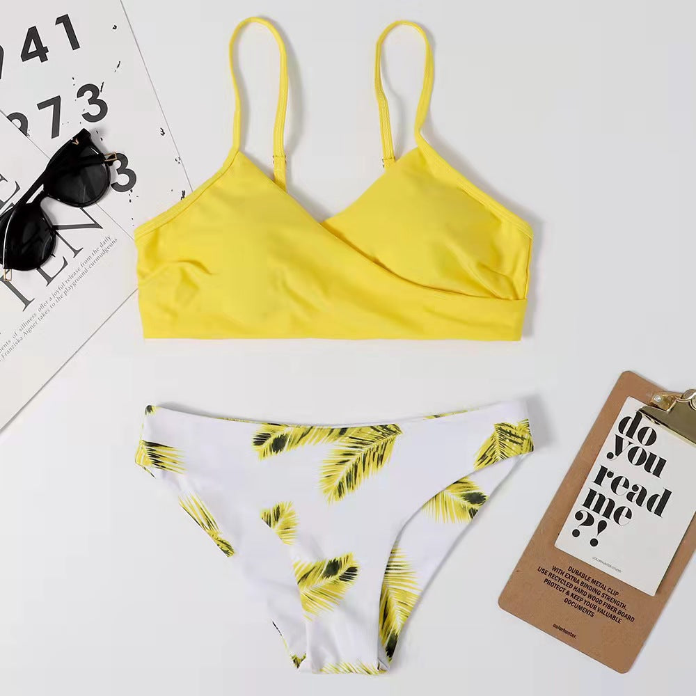 Ensemble de bikini pour femme de berg-feldt, avec doubles bretelles spaghetti et imprimé palmier tendance