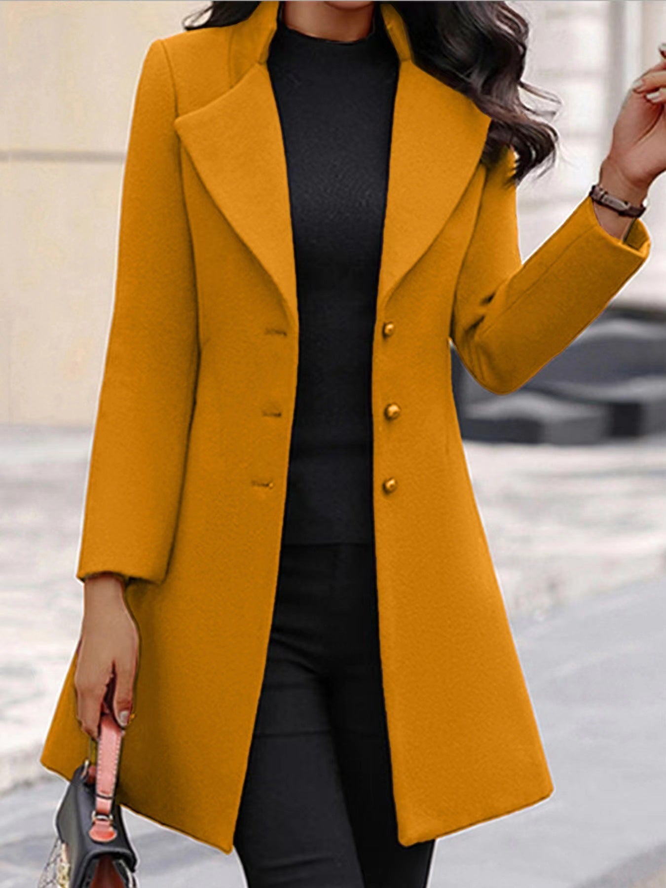 Manteau en laine intemporel pour femme avec revers élégant et patte de boutonnage élégante Berg-Feldt