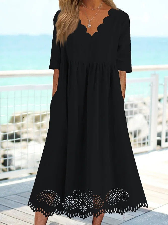 Robe midi élégante avec bordure en dentelle par berg-feldt
