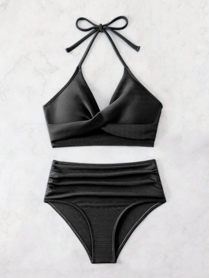 Berg-Feldt Bikini pour Femme : Coupe Taille Haute, Haut Cache-Cœur et Culotte Confortable