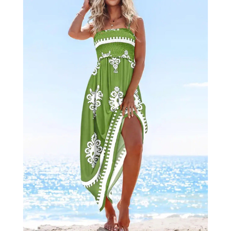 Maxikleid für Damen im Boho-Stil mit Paisleymuster und verstellbaren Trägern von berg-feldt
