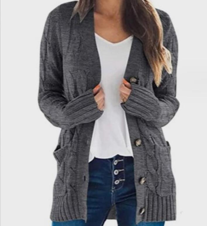 Cardigan en tricot pour femme avec motifs torsadés et grands boutons Berg-Feldt