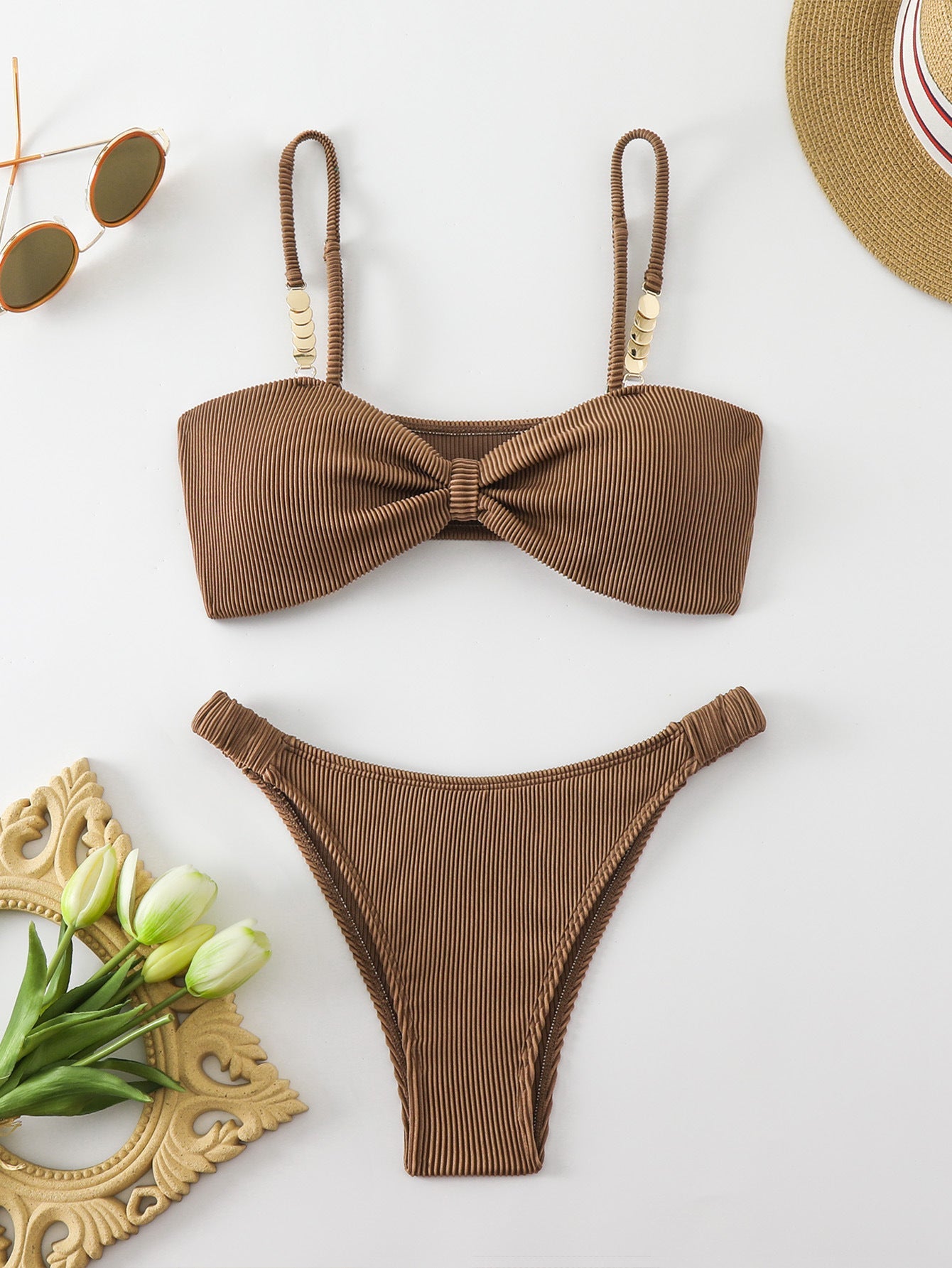 Haut de bikini bandeau côtelé Berg-Feldt pour femmes