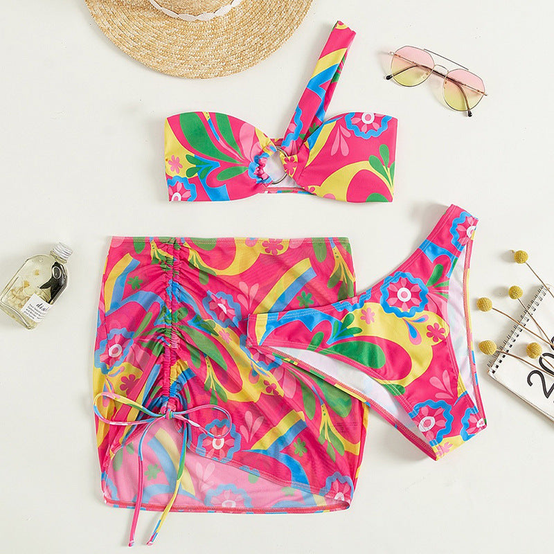 Ensemble bikini pour femme avec haut combiné et jupe portefeuille à fleurs, de berg-feldt