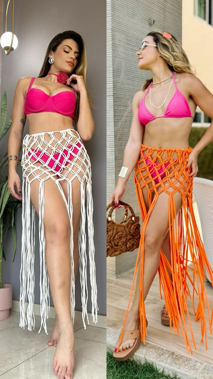 Jupe de plage pour femme en maille avec franges de berg-feldt