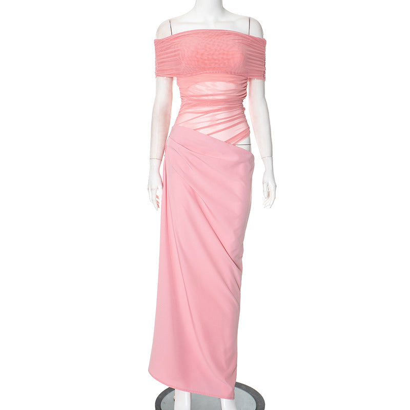 Robe longue à épaules dénudées et volants Berg-Feldt pour femme