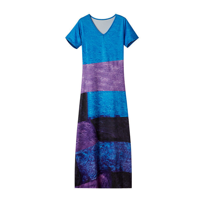 Berg-Feldt Robe longue pour femme à col en V et rayures