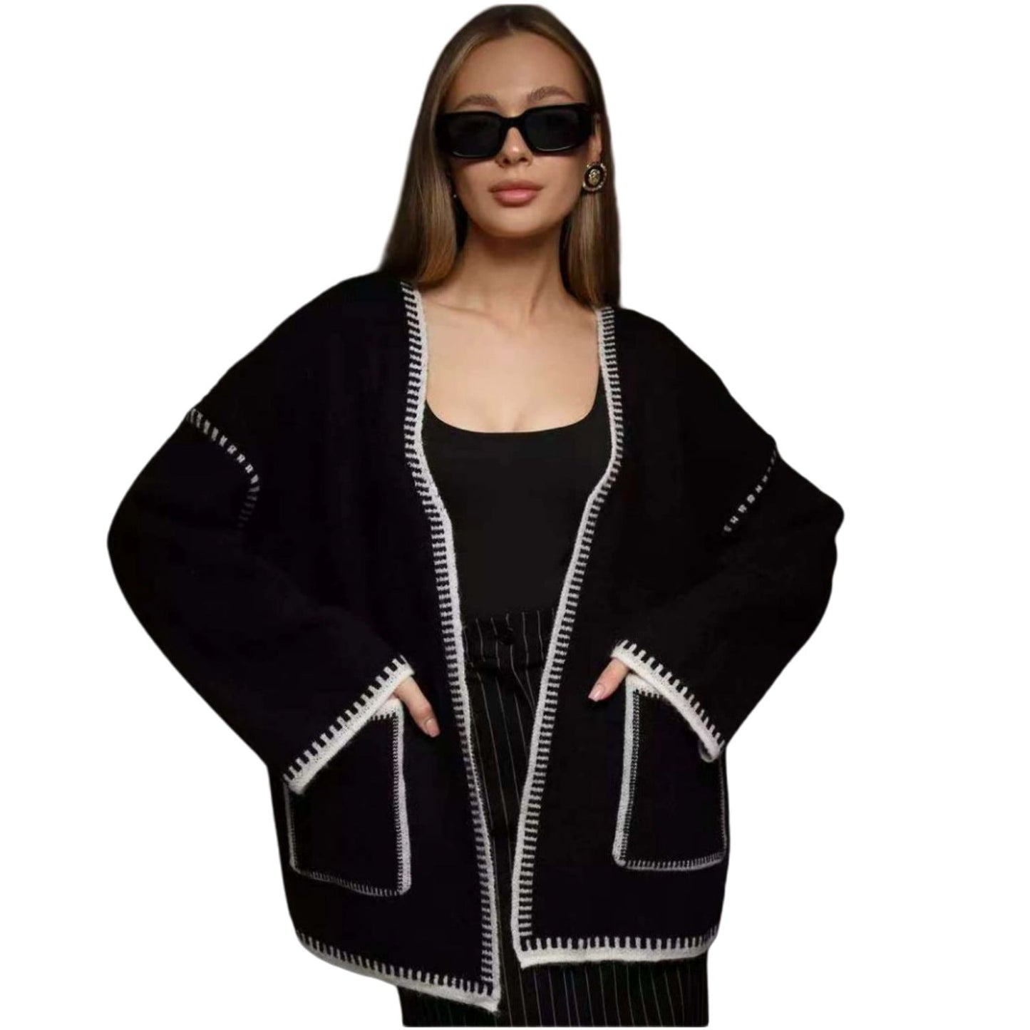 Damen Strickjacke mit großem Revers und praktischen Taschen Berg-Feldt