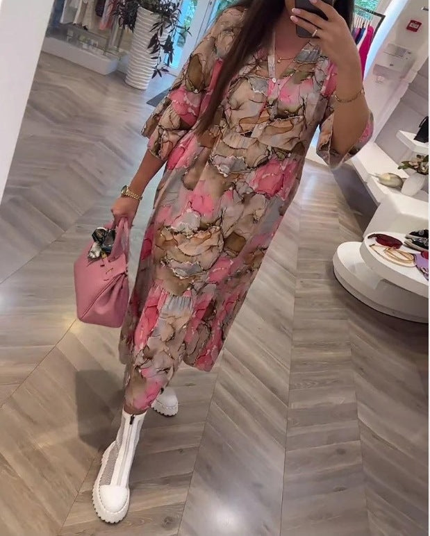 Robe longue bohème pour femme avec manches cloche et imprimé floral unique par berg-feldt