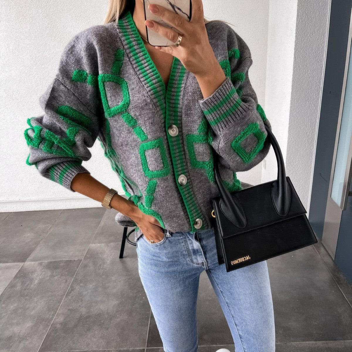 Cardigan tendance pour femmes avec motif graphique Mountain-Feldt