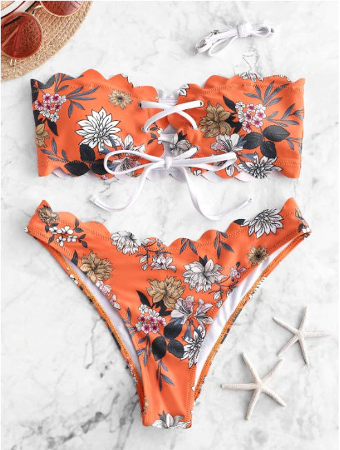 Ensemble bikini deux pièces à lacer et à motif floral Berg-feldt pour femme